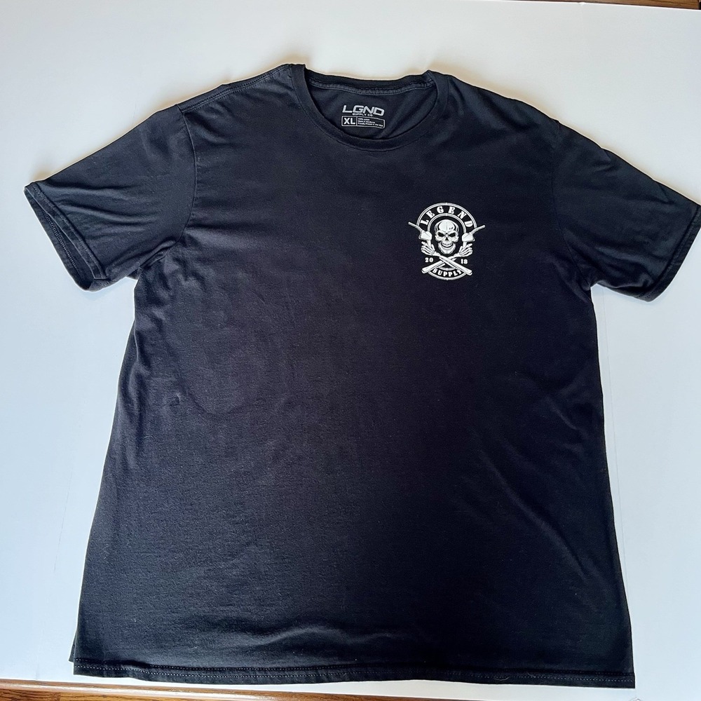 LGND Supply Co Skull & Handlebars Black Graphic Tee XL Legend 2018 Biker‎ Unique - Picture 5 of 5